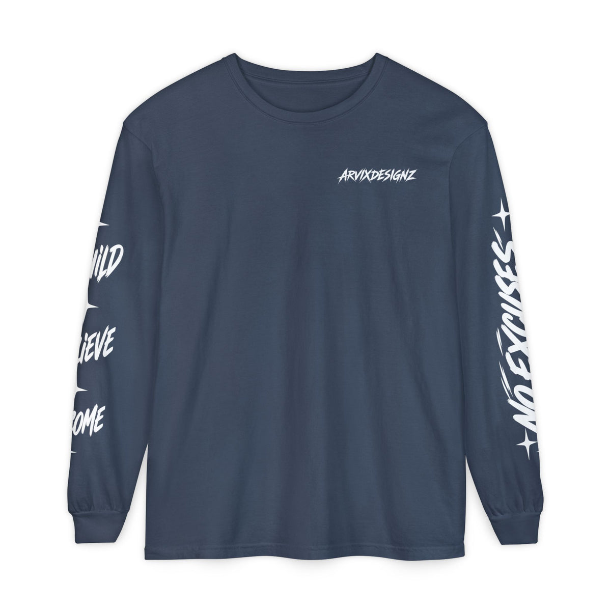 Long sleeve tee with 'Become What You Said You Would' script design