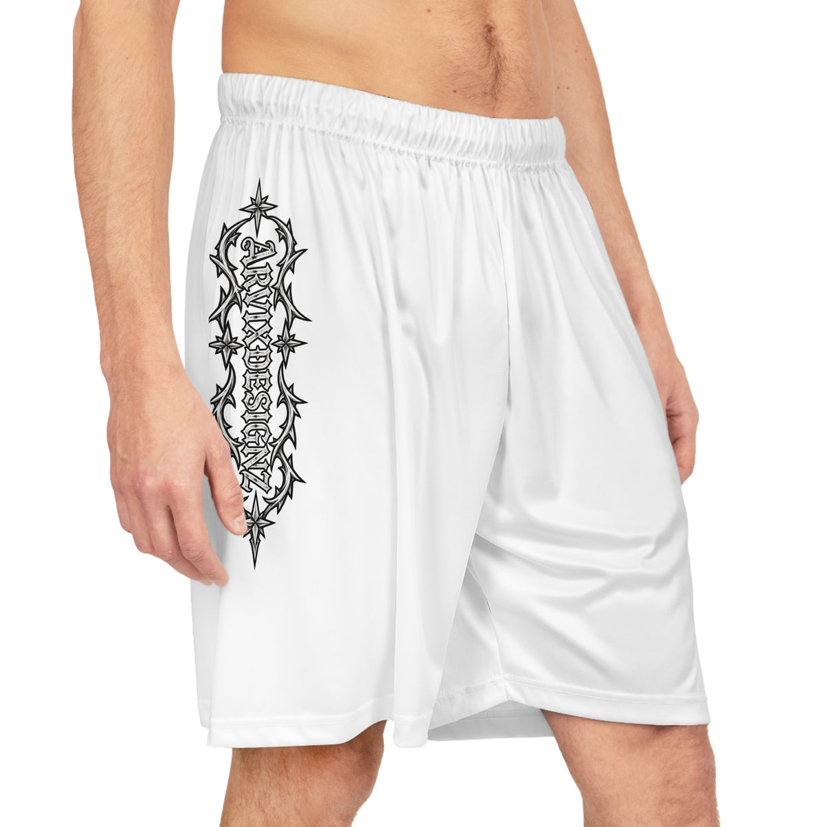 ARVIXDESIGNZ basketball shorts with white side graphic