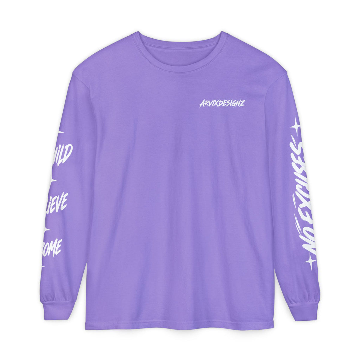 Long sleeve tee with 'Become What You Said You Would' script design