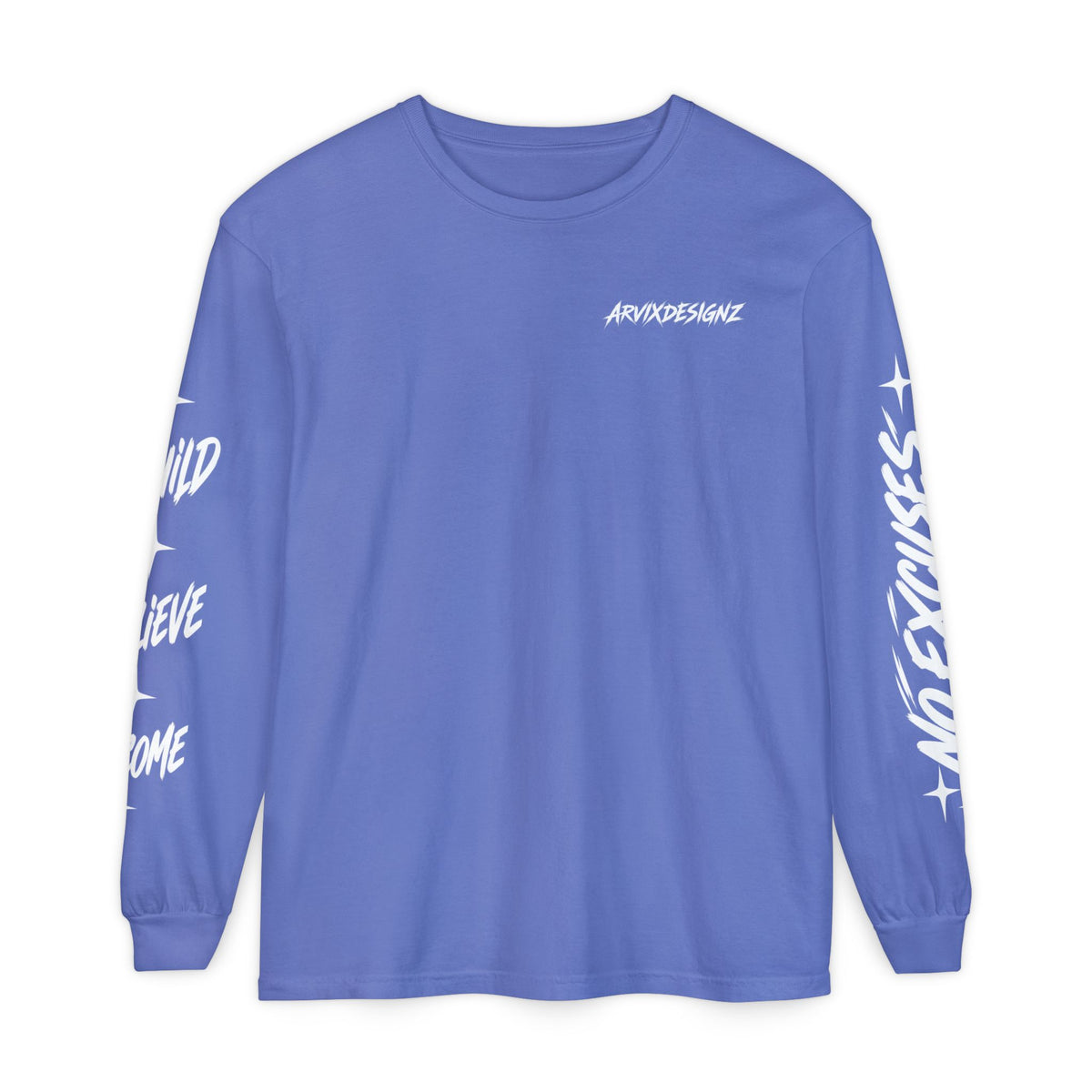Long sleeve tee with 'Become What You Said You Would' script design