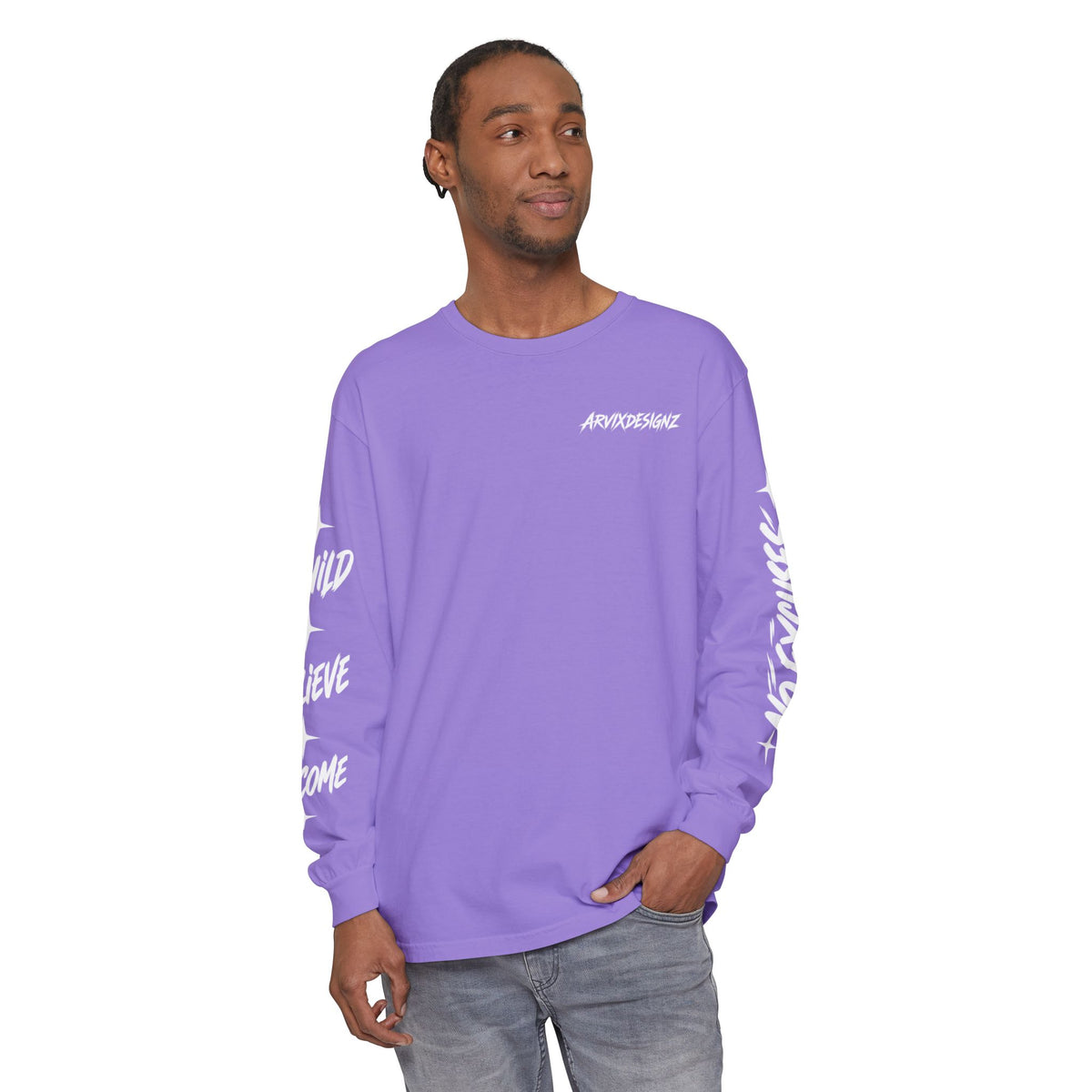 Long sleeve tee with 'Become What You Said You Would' script design
