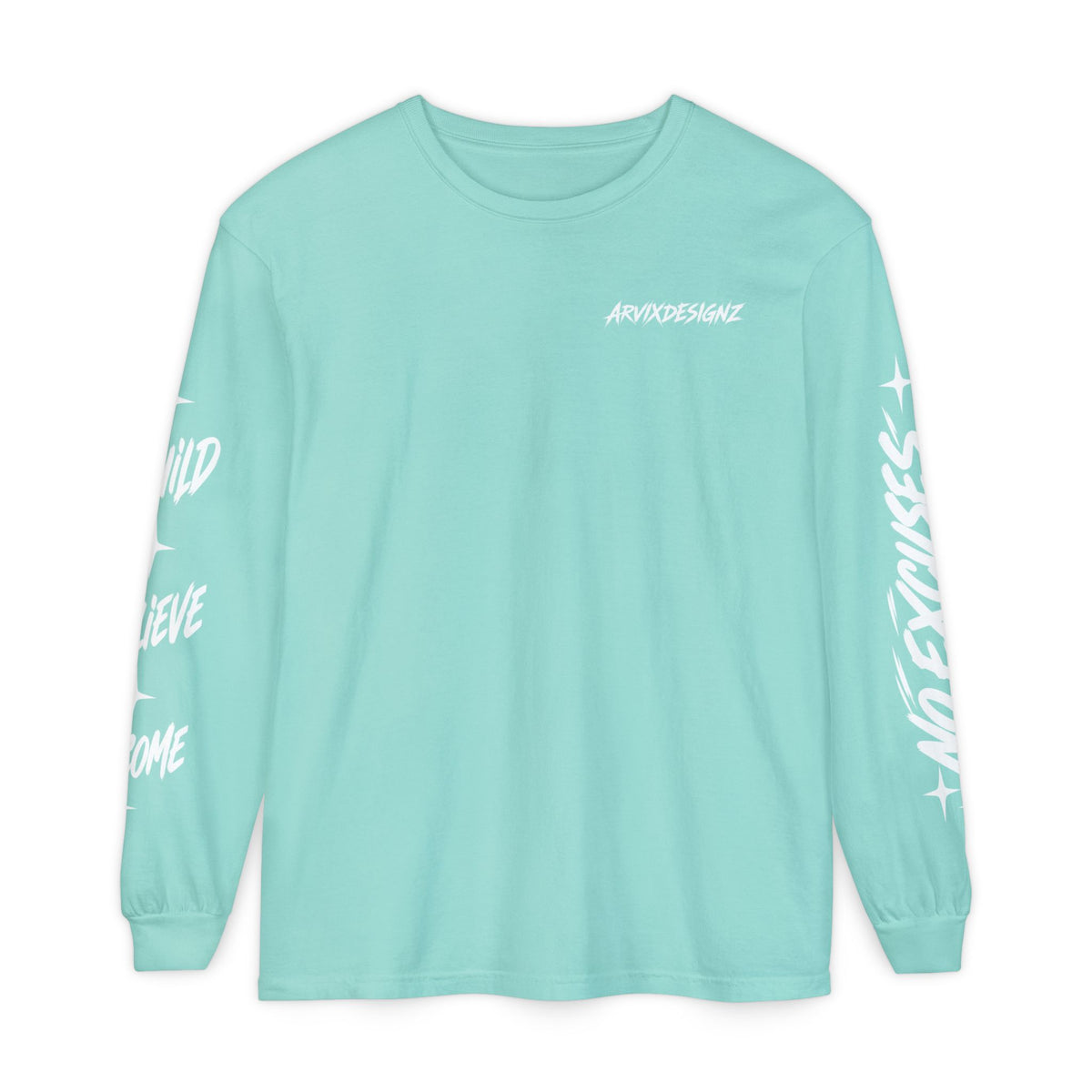 Long sleeve tee with 'Become What You Said You Would' script design