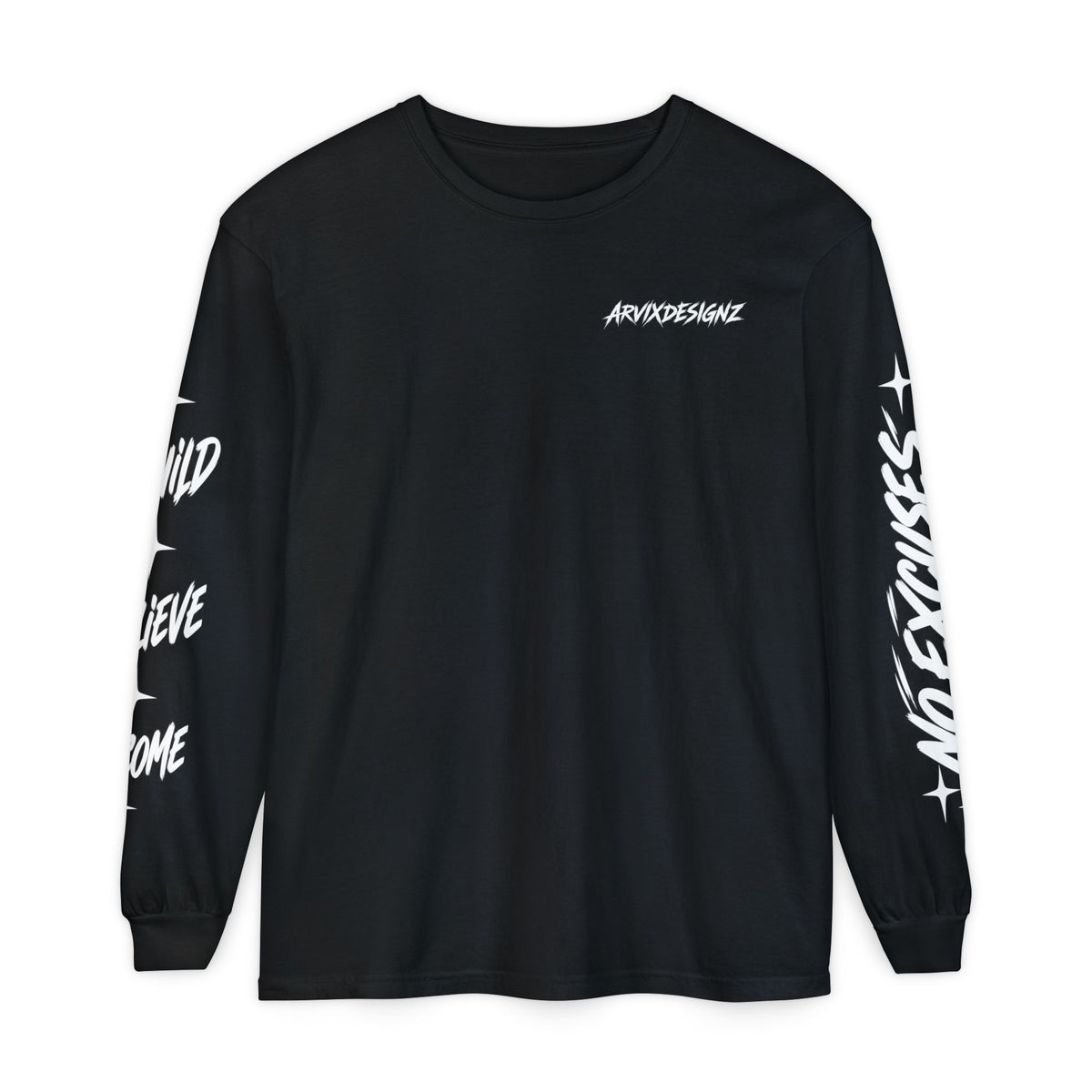 Long sleeve tee with 'Become What You Said You Would' script design