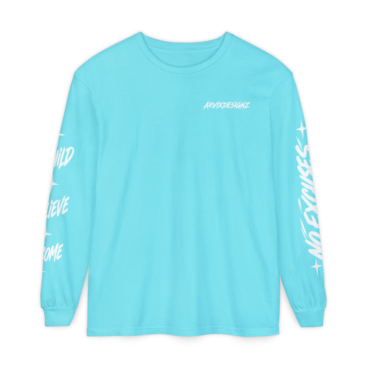 Long sleeve tee with 'Become What You Said You Would' script design